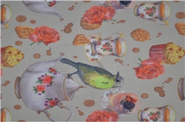 花鸟图案系列数码印花布